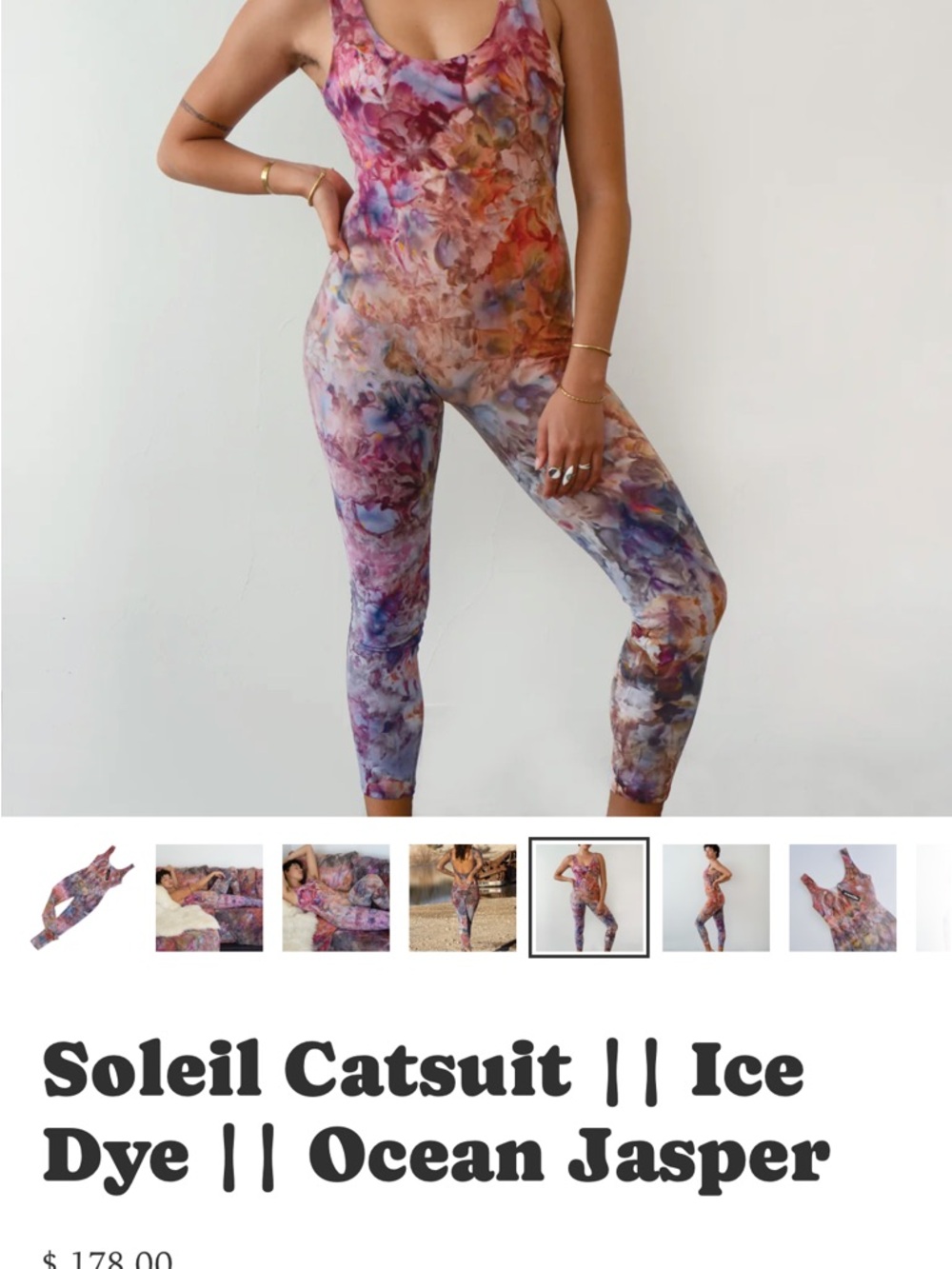 Soleil Catsuit Jumpsuit - Ice Dye Ocean Jasper - Picture 2 of 14